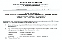Pengumuman hasil seleksi administrasi peserta Sayembara Konten Digital Campaign PON XX 